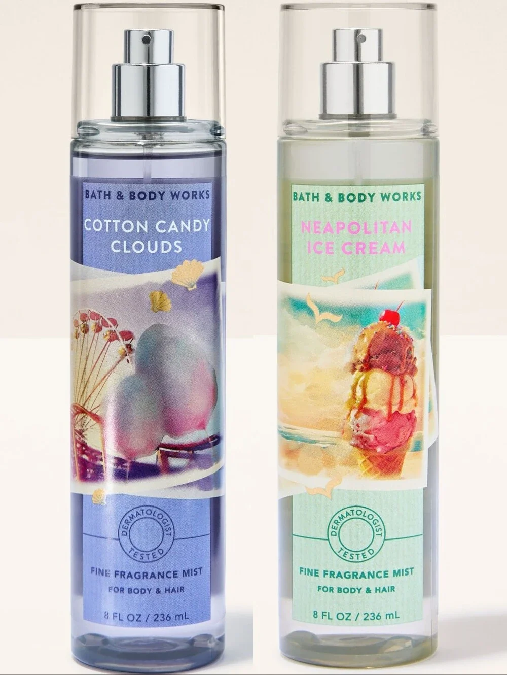 Bath & Body Works Cotton Candy Clouds & Neopolitan Ice Cream Fine Fragrance Mist